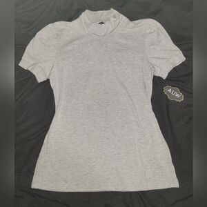AUW Light Gray Short-Sleeve Mock Neck Top